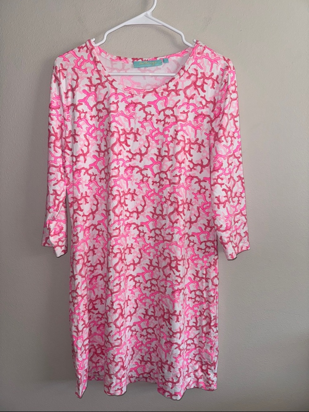 Anthony’s Resort Wear dress pink white coral women’s large summer beach pool